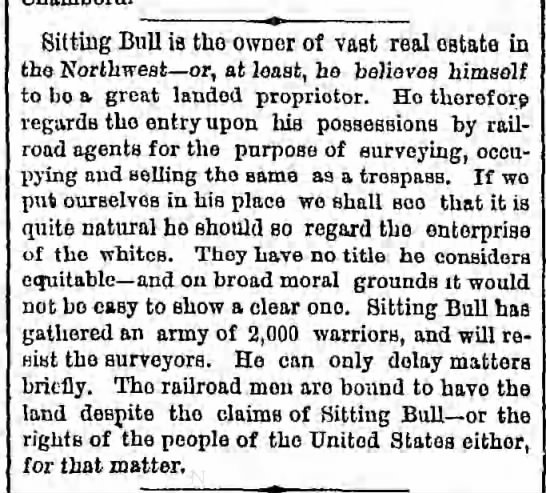 Sitting Bull resists railway survey on tribal lands in 1871 - 