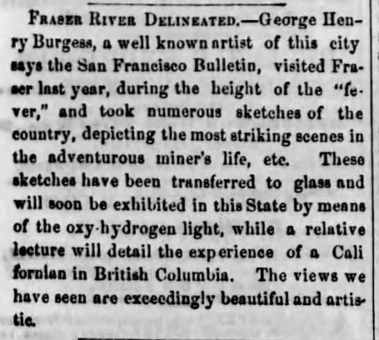 George Henry Burgess, sketches of the Fraser River gold rush - 