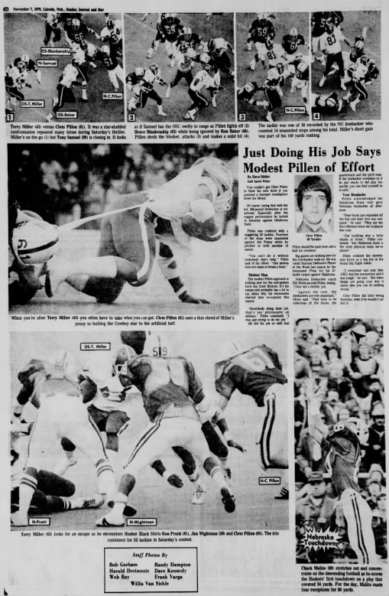 1976 Nebraska-Oklahoma State football photo page - 