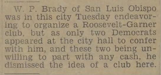 W. P. Brady of San Luis Obispo - 