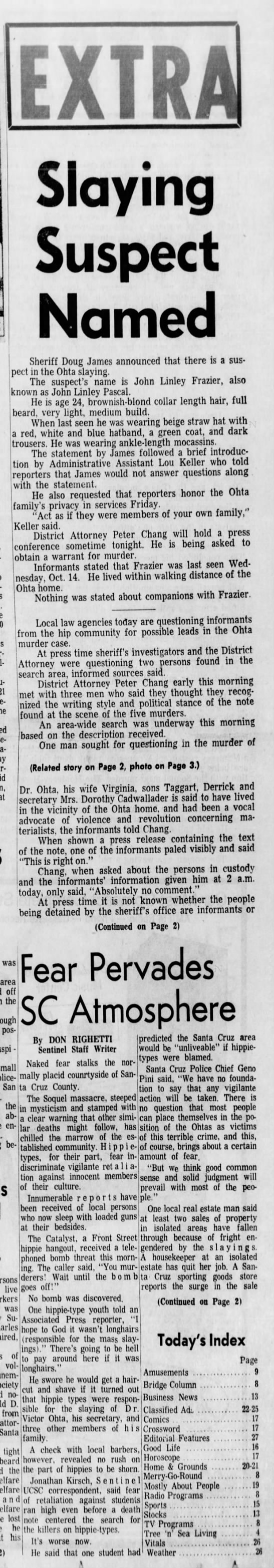 Sent Oct 22, 1970, p. 1 Frazier is suspect - 