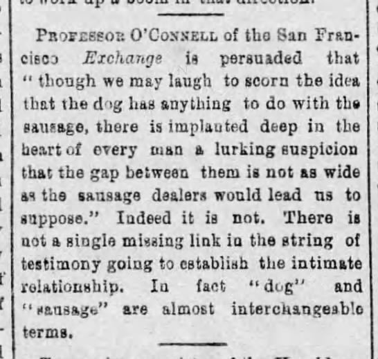 "Dog" and "sausage" (1883). - 