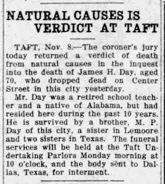 Natural Causes is Verdict at Taft - 