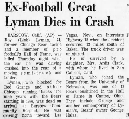 Ex-Football Great Lyman Dies in Crash - 