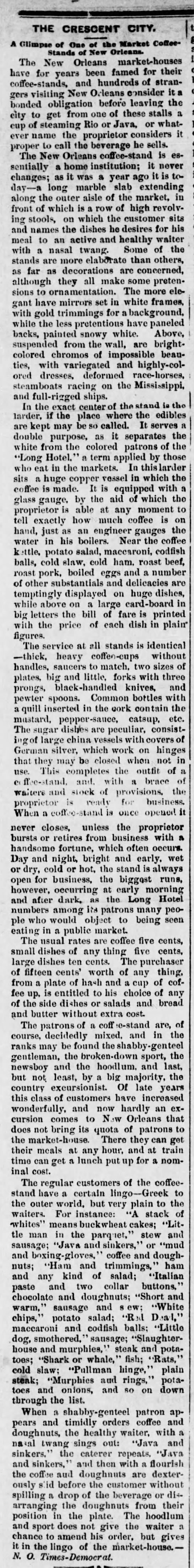 Restaurant slang. "Little dogs, smothered" = sausages (1887). - 