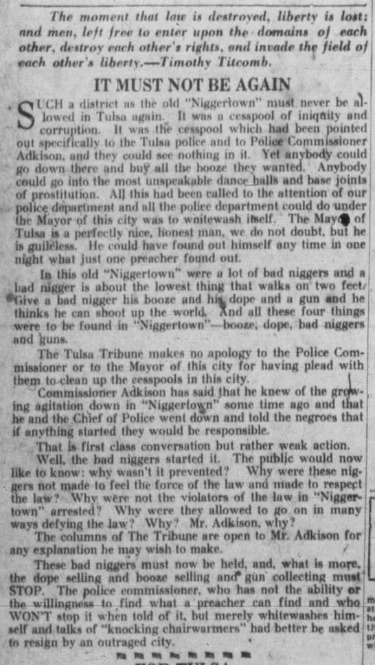 06_04_1921 Tulsa Tribune Editorial It Must Not Be Again - 