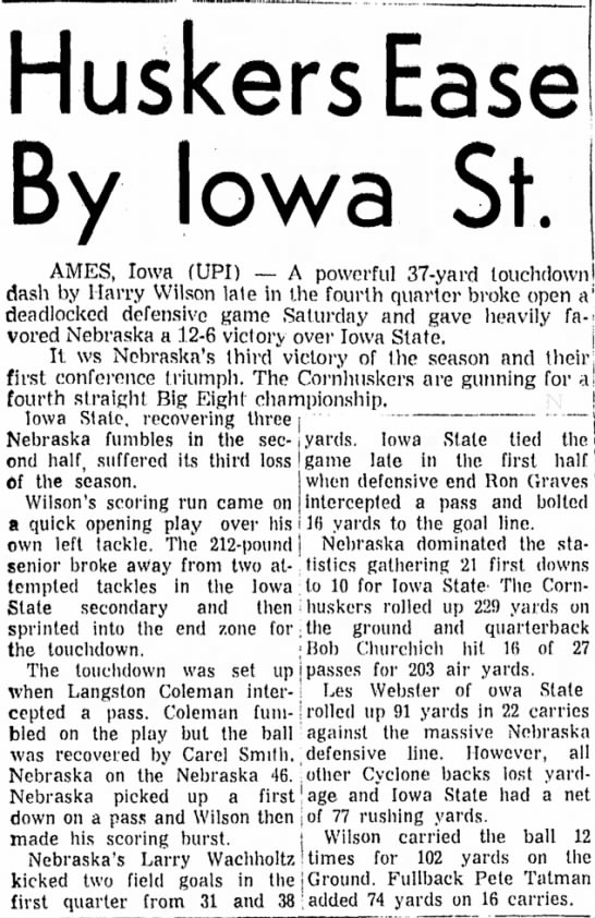 1966 Nebraska-Iowa State, UPI - 