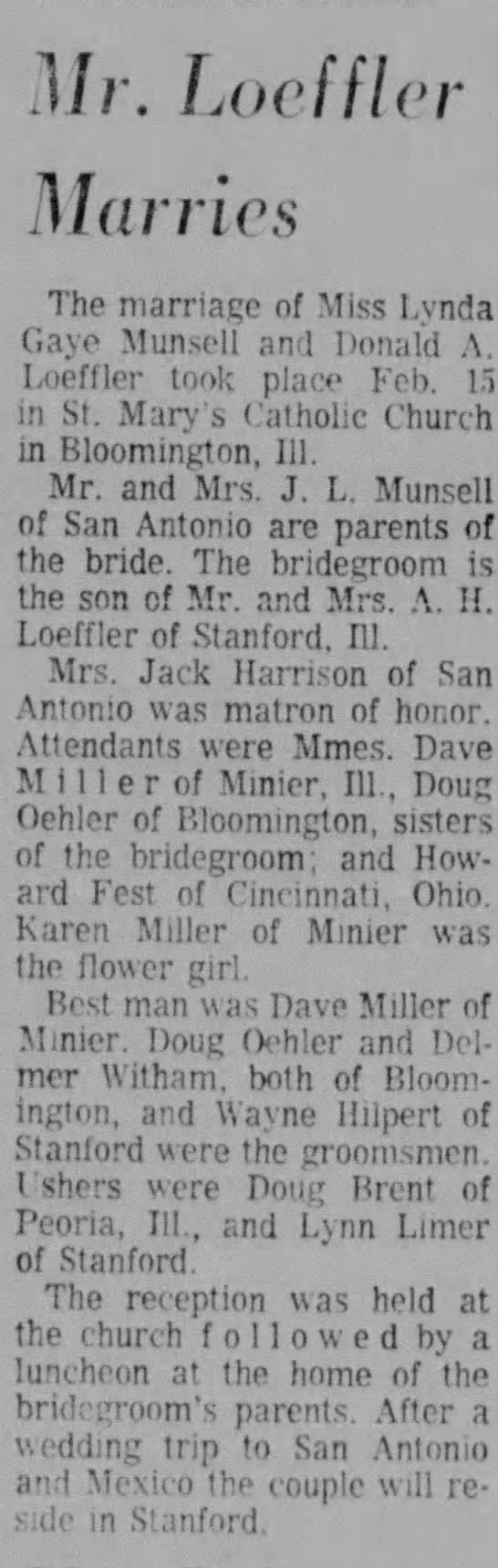 Lynda Munsell Don Loeffler Marriage - 
