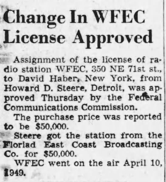 Change In WFEC License Approved - 