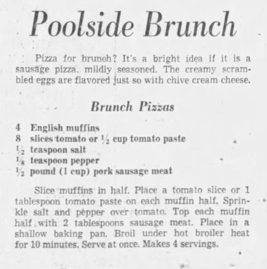Recipe: Brunch Pizzas (1958) - 