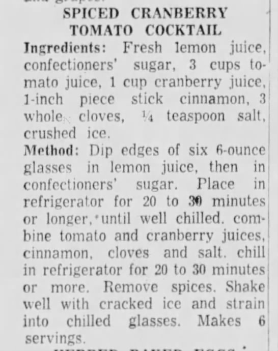 Recipe: Spiced Cranberry Tomato Cocktail (1954) - 