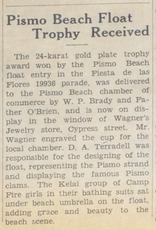 Pismo Beach Float Trophy Received - 
