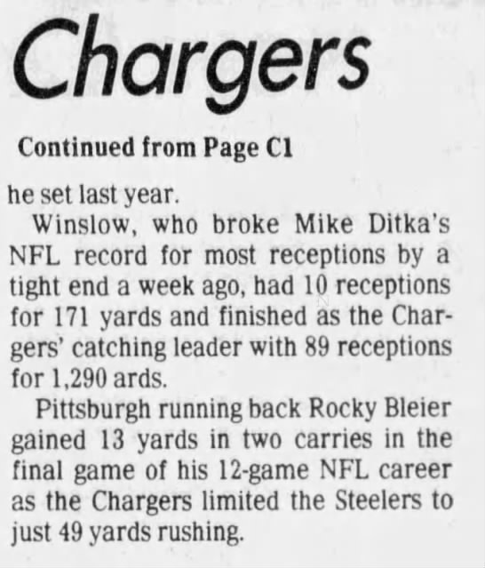 Chargers 26-17 Steelers, 23 Dec 1980 - 