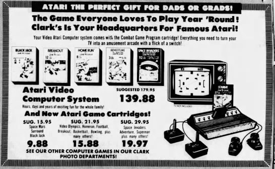 Atari 2600: Adventure, Superman, Space Invaders sale (Jun 4, 80) - 