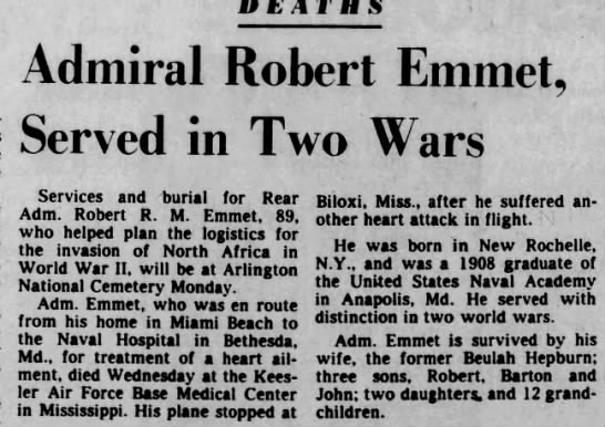 Obituary for Robert R M Emmet (Aged 89) - 