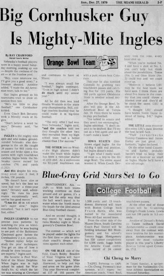 1970.12.26 Nebraska practice and Guy Ingles feature - 