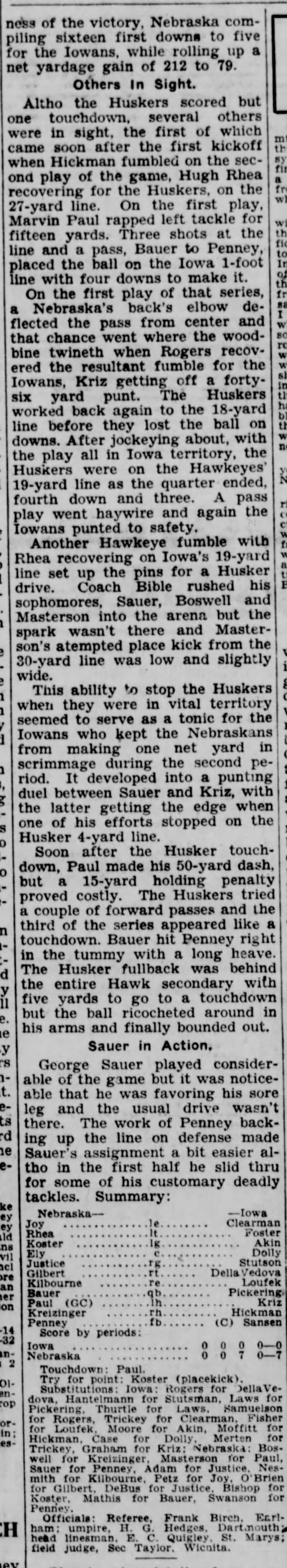 1931 Nebraska-Iowa football, part 3 - 