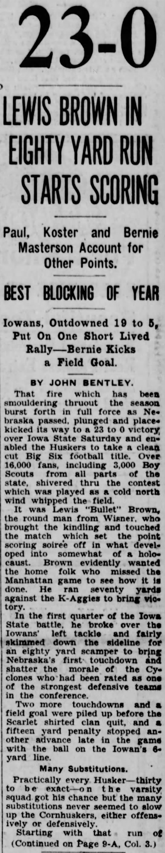 1931 Nebraska-Iowa State football, part 1 - 