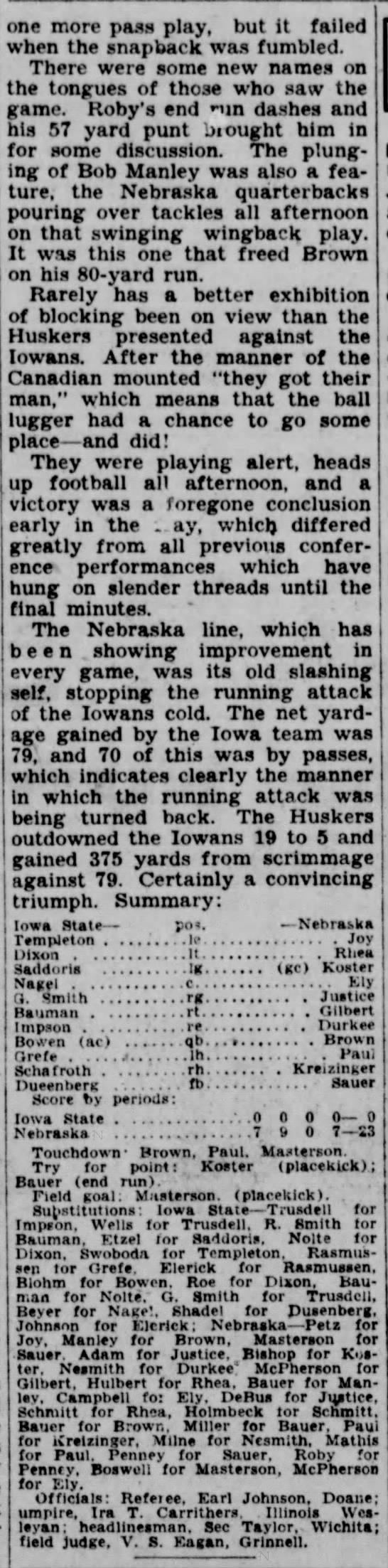 1931 Nebraska-Iowa State football part 3 - 