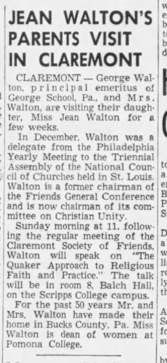 Jean Walton's Parents Visit in Claremont - 