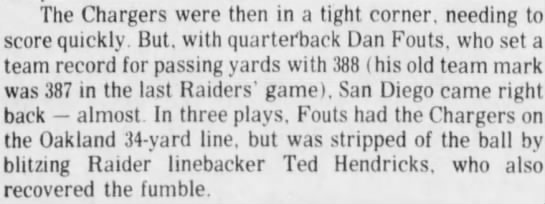 Fouts 388 yards, 13 Oct 1980 - 