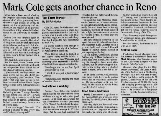Mark Cole - June 23, 1991 - Greatest21Days.com - 