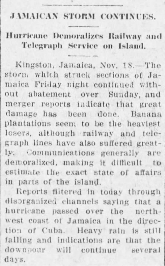 1912 Jamaican hurricane - 