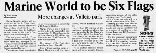 Marine World to be Six Flags; More changes at Vallejo park - 