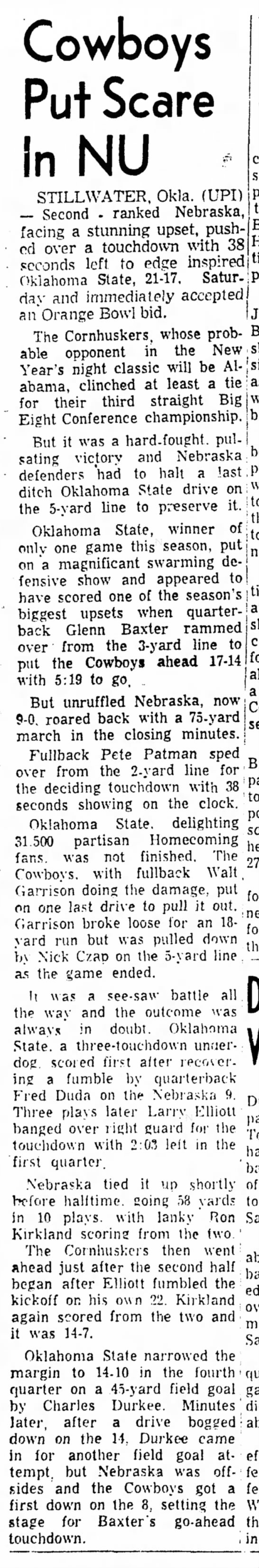 1965 Nebraska-Oklahoma State, UPI - 