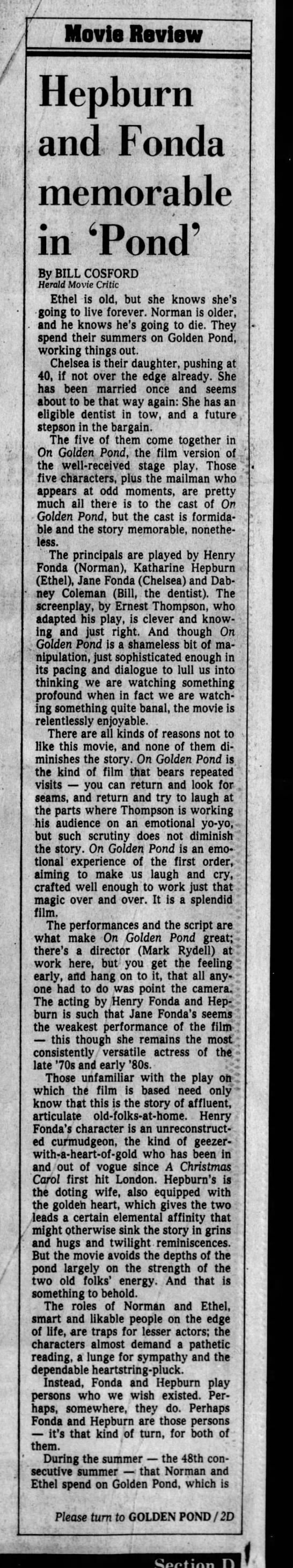 Miami Herald On Golden Pond review* - 