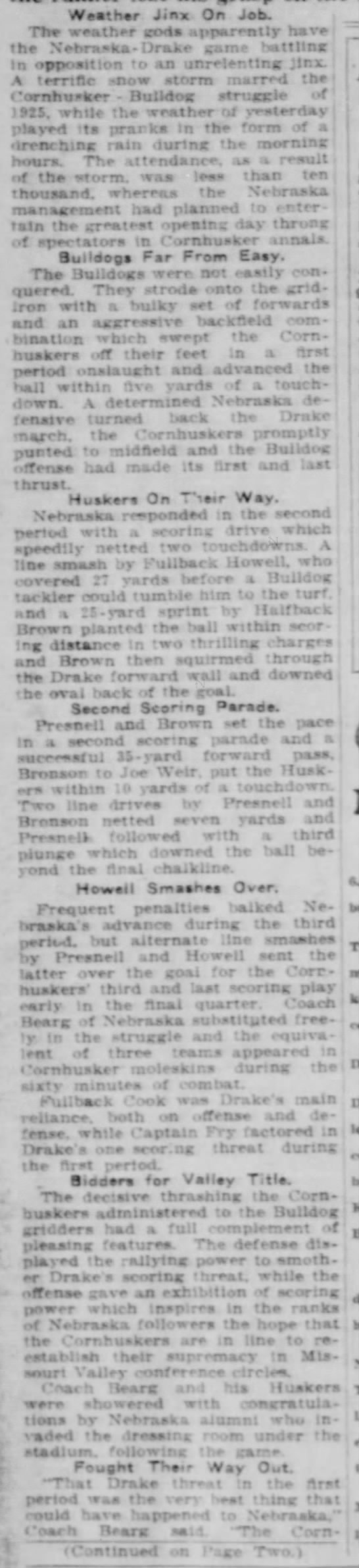 1926 Nebraska-Drake football, part 2 - 