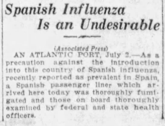 Spanish Influenza Is an Undesirable - 
