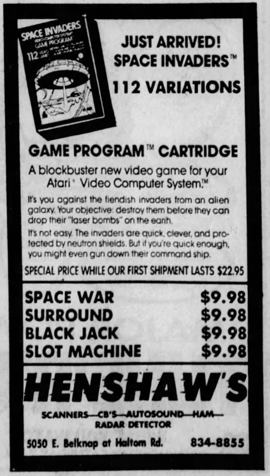 Atari 2600: JUST ARRIVED! Space Invaders (Mar 15, 80) - 