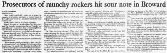 Prosectors of raunchy rockers hit sour note in Broward, The Miami Herald, Jan 20 1991, B1 - 