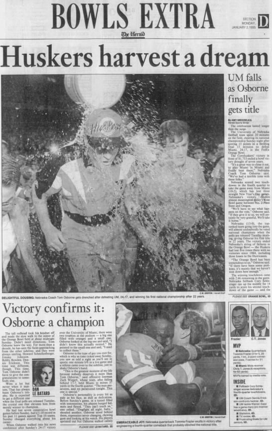 1995 Orange Bowl, Miami Herald 1 - 