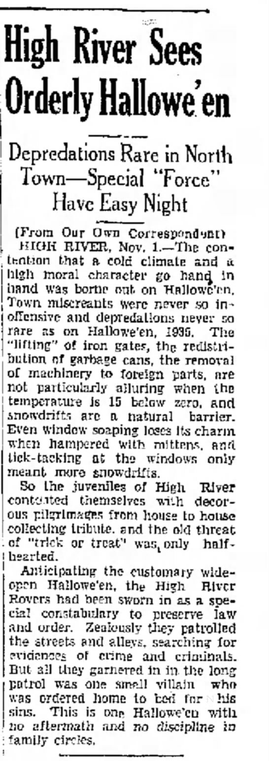 "Trick or treat" for Halloween (1935). - 