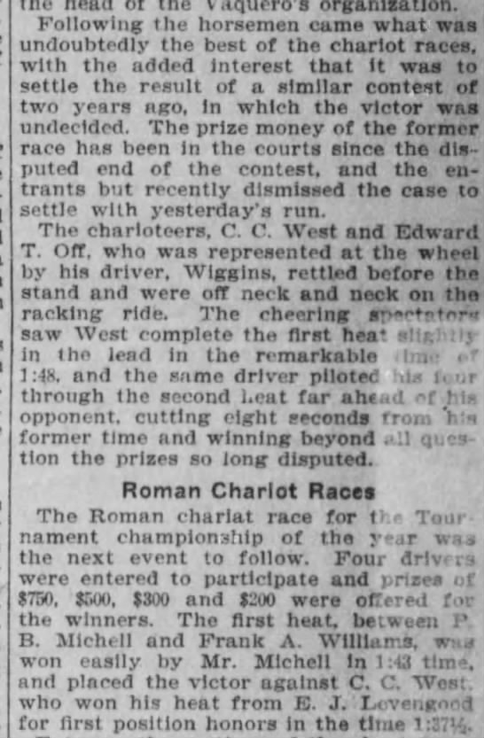 1908 chariot races in Tournament of Roses - 