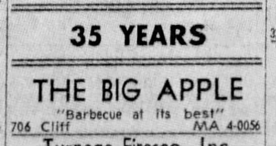 Big Apple restaurant in Fort Worth, TX (1967). - 