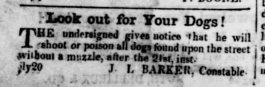 Notice from constable about stray dogs, Louisiana 1861 - 