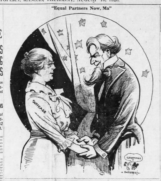 Pro-suffrage editorial cartoon published following the ratification of the 19th Amendment - 