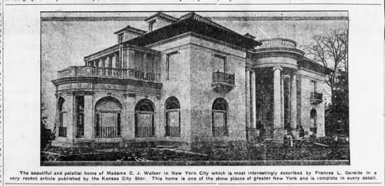 Newspaper image of Villa Lewaro, Madam C.J. Walker's New York mansion - 