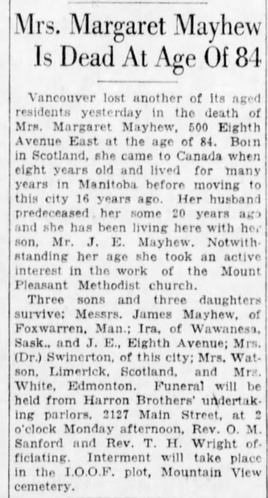 Obituary: Margaret Mayhew (Aged 84) - 