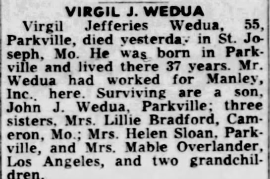 Obituary for Virgil Jefferies WEDUA - Newspapers.com