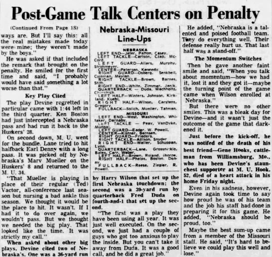 1965 Nebraska-Missouri KC penalty - 