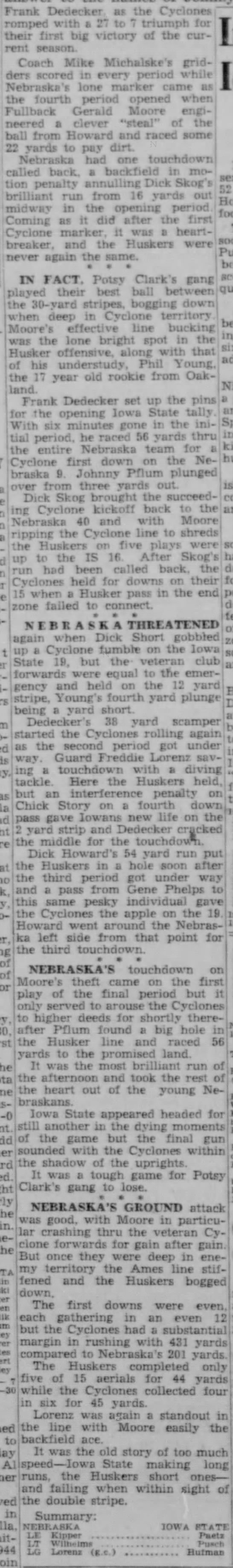 1945 Nebraska-Iowa State football, part 2 - 