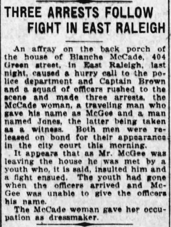 First Blanche McCade Entry - 