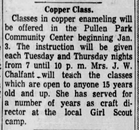 Copper enameling class start Jan 3 - News and Observer, December 30, 1955, 11 - 