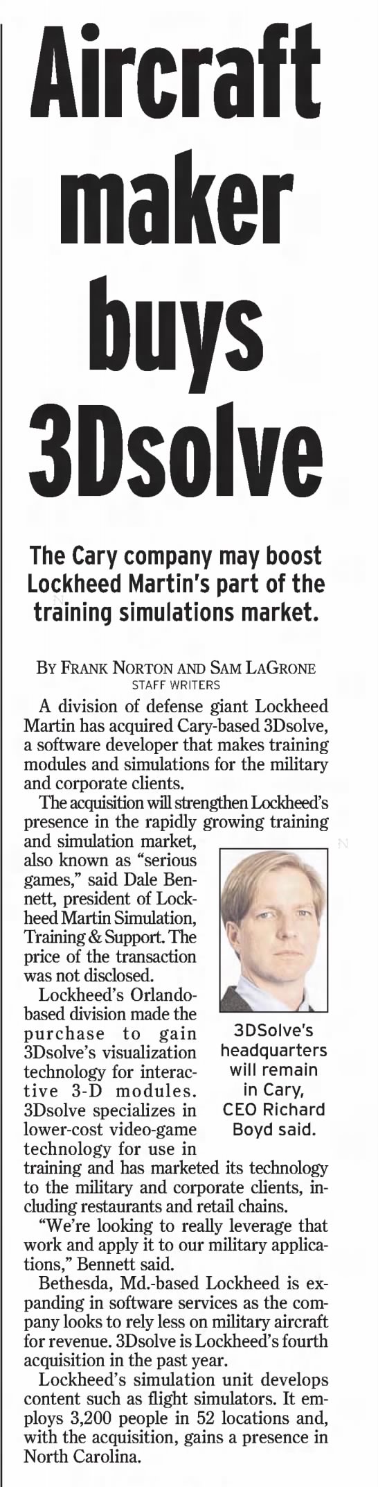 Lockheed 3D acquisition - 