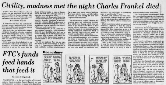 Civility, madness met the night Charles Frankel died - 