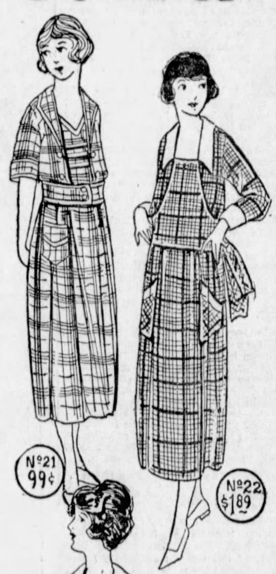 gingham dresses with wide collars, 1921 - 